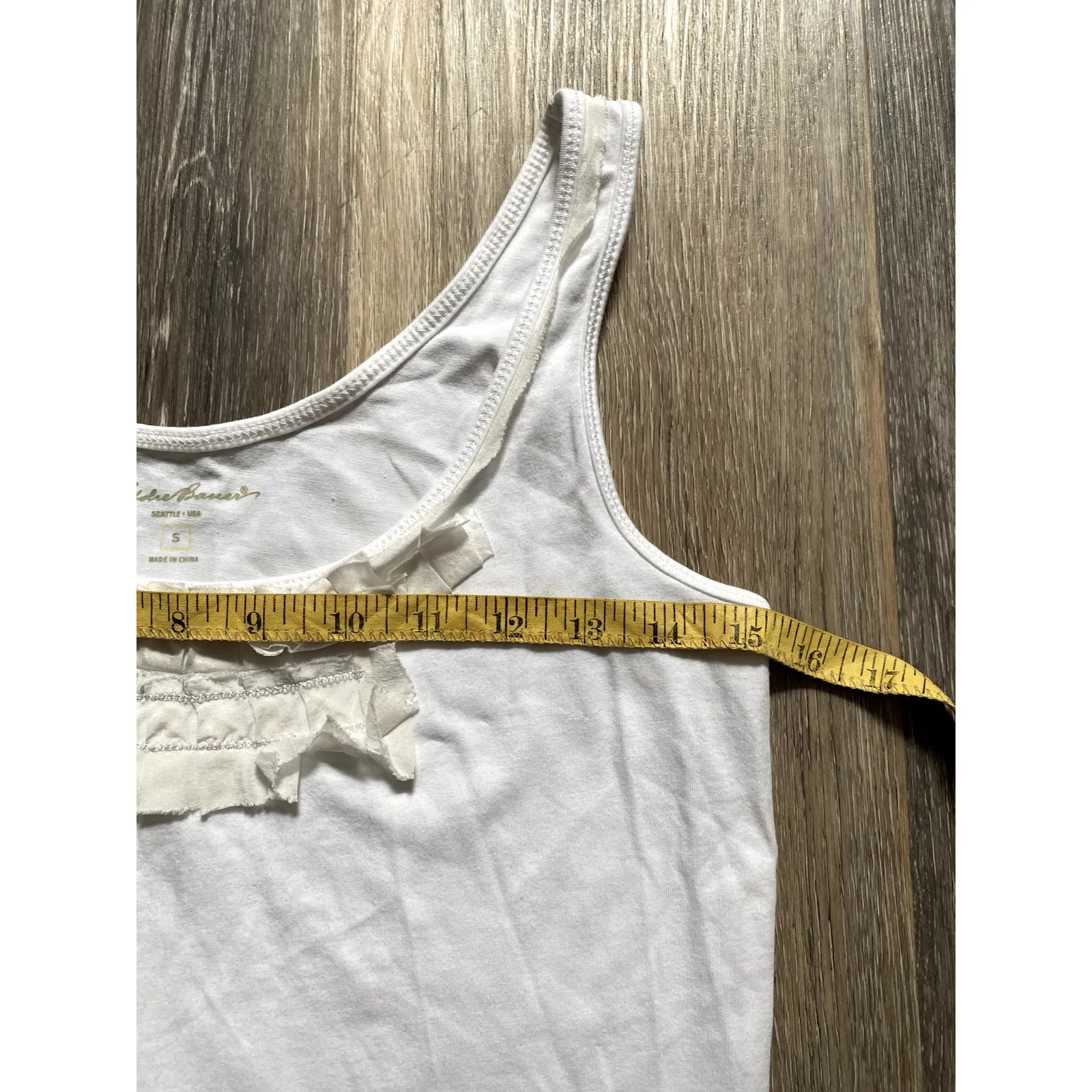 Eddie Bauer Cotton Silk Ruffle Tank Top White Small Natural Fiber 90s Minimalist - Image 5