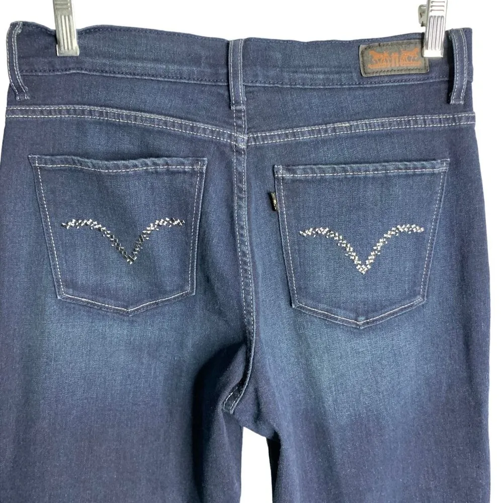 Levis Perfectly Slimming 512 Bootcut Jeans 10 Dark Wash High Rise Stretch Zip - Image 4