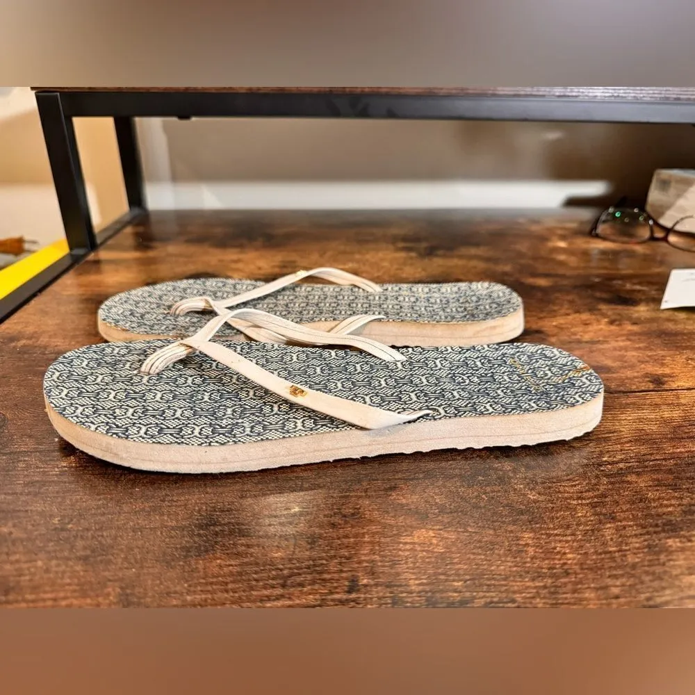 Tory‎ Burch Blue and White flip flops size 8/9 - Image 4