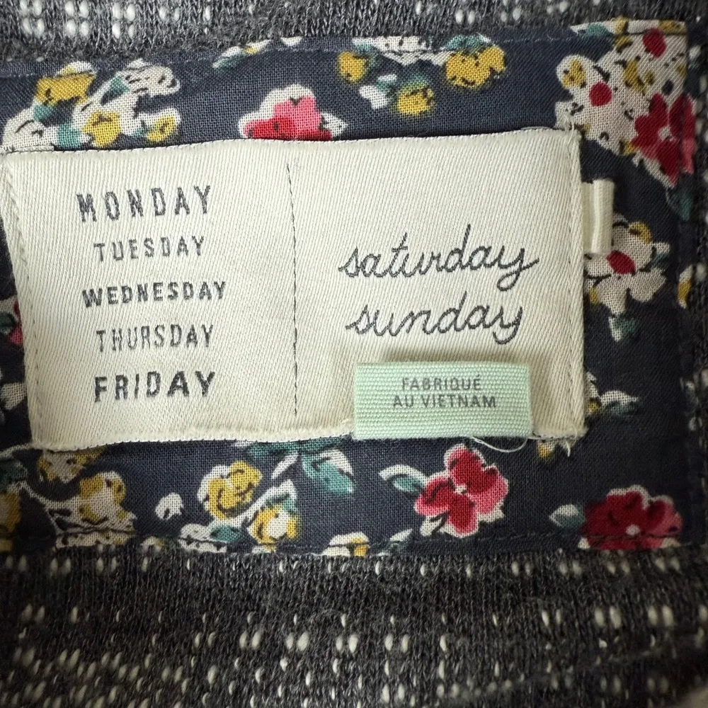 ANTHROPOLOGIE Saturday Sunday Knit Cardigan Open Front Striped Button Up Sweater Gray - Image 9