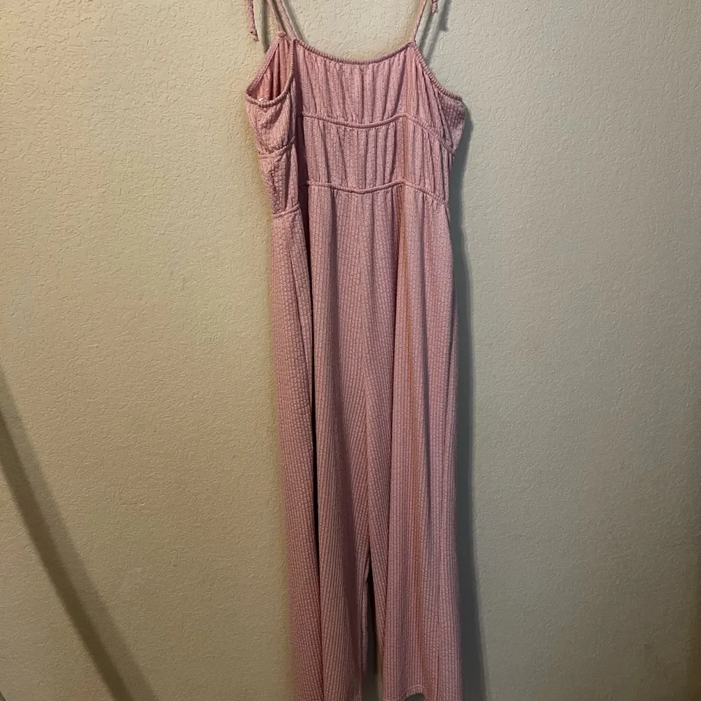 Rollo Coster Light Pink Ribbed Knit Jumpsuit Size L - Image 7
