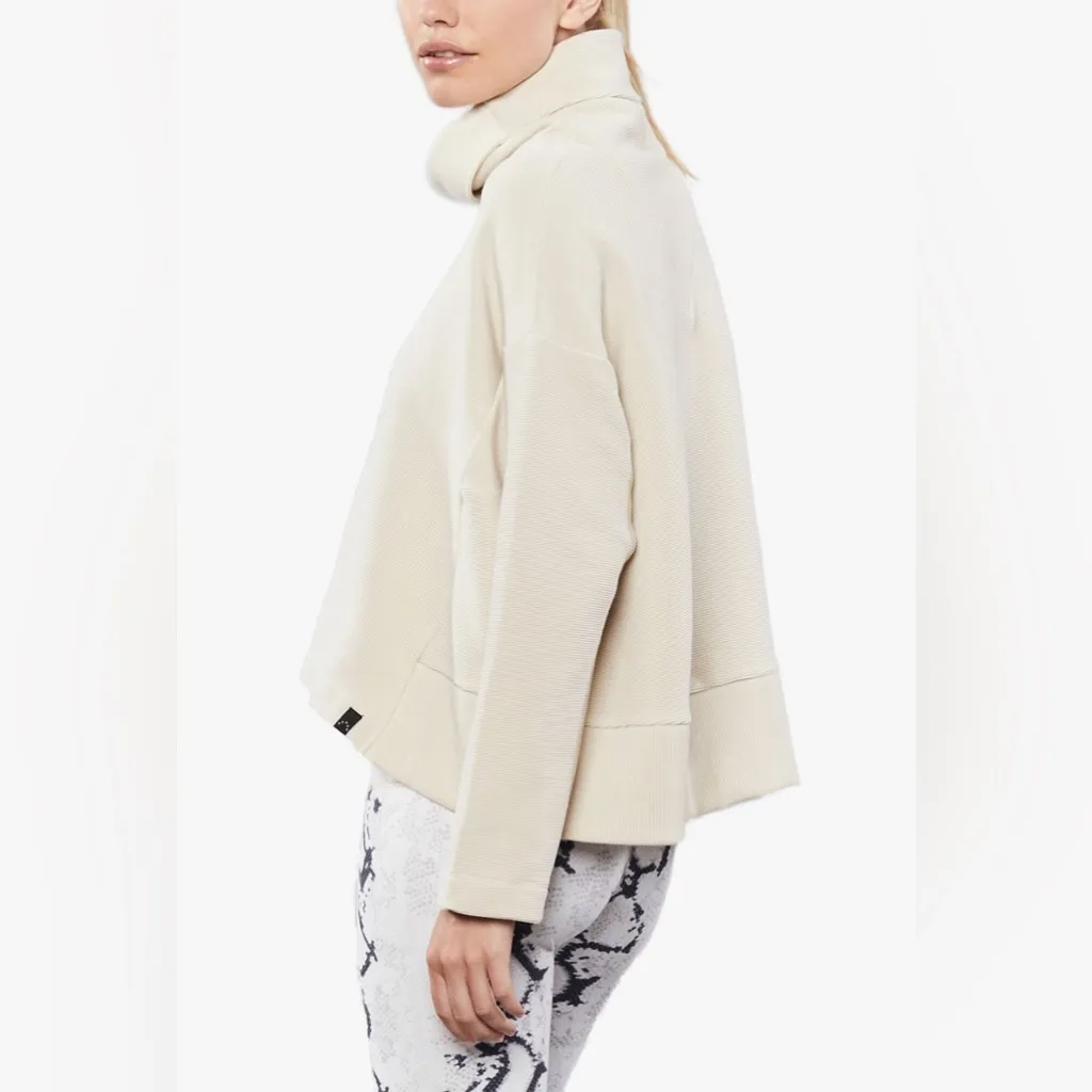 VARLEY Colina Sweatshirt Ribbed Turtleneck Boxy Relaxed Pullover in Birch Size S - Image 2