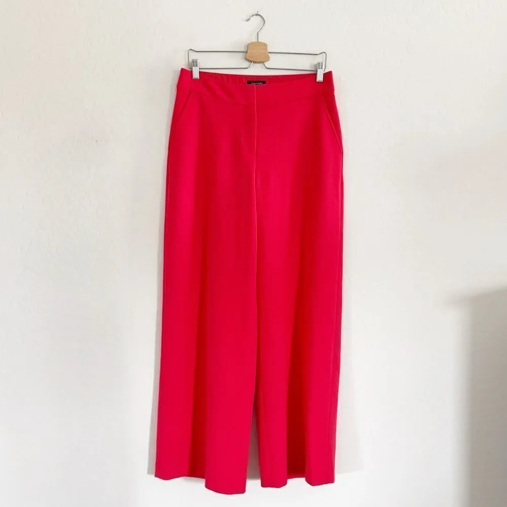 Tahari ASL Women's Wide-Leg Crepe Pants in Red Size 8 - Image 3