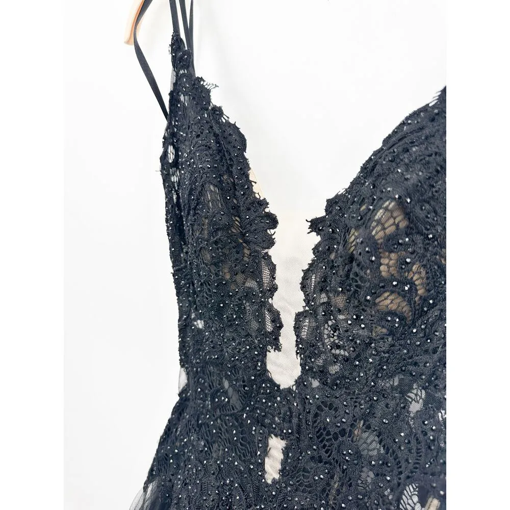 La Femme Dress 29686 Black Illusion Tulle Lace Gown 00 - Image 7