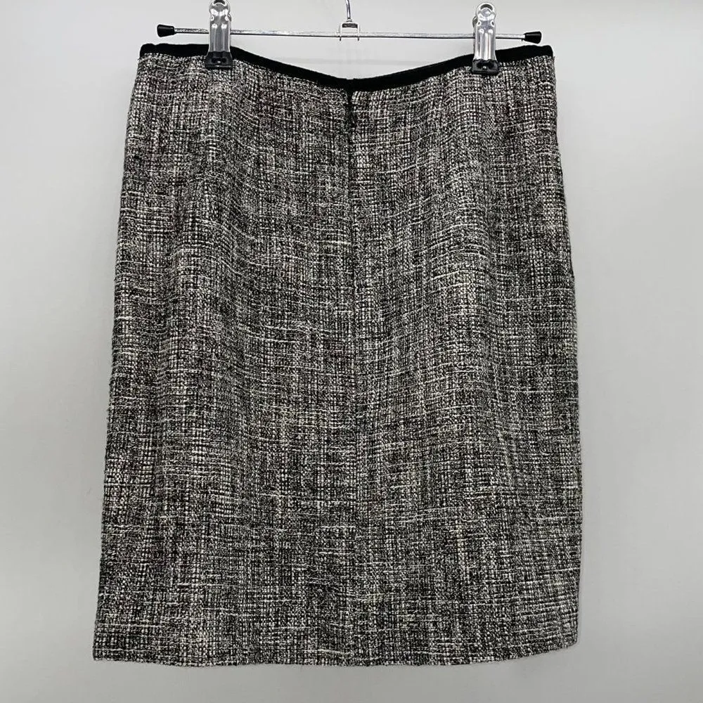 Nanette Lapore Black and White Tweed Lined Pencil Cotton Blend Mini Skirt-Size 0 - Image 2