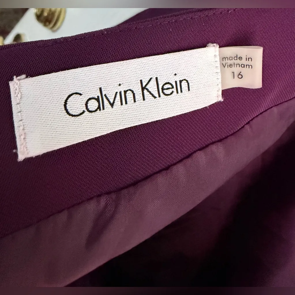 CALVIN KLEIN Plum A-Line Midi Skirt ≠Size 16≠Lined Elegant Plum Purple - Image 2