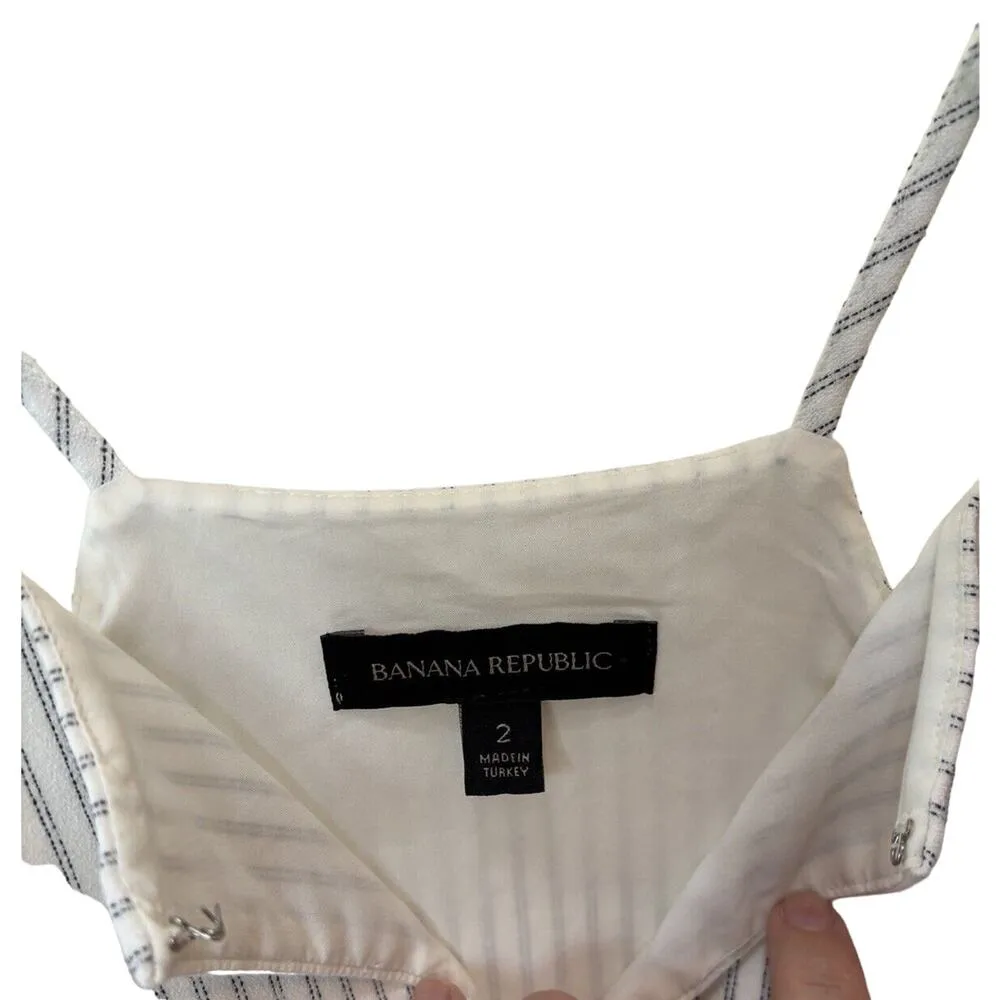 Women's Striped Banana Republic Sadie High Neck Peplum Top Size 2 - Image 3