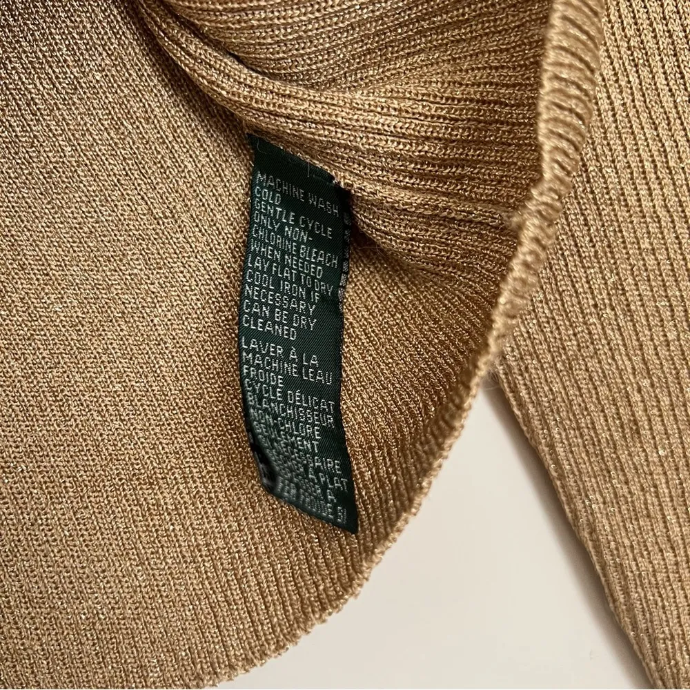 Lauren  Gold Metallic Turtleneck Size M - Image 4