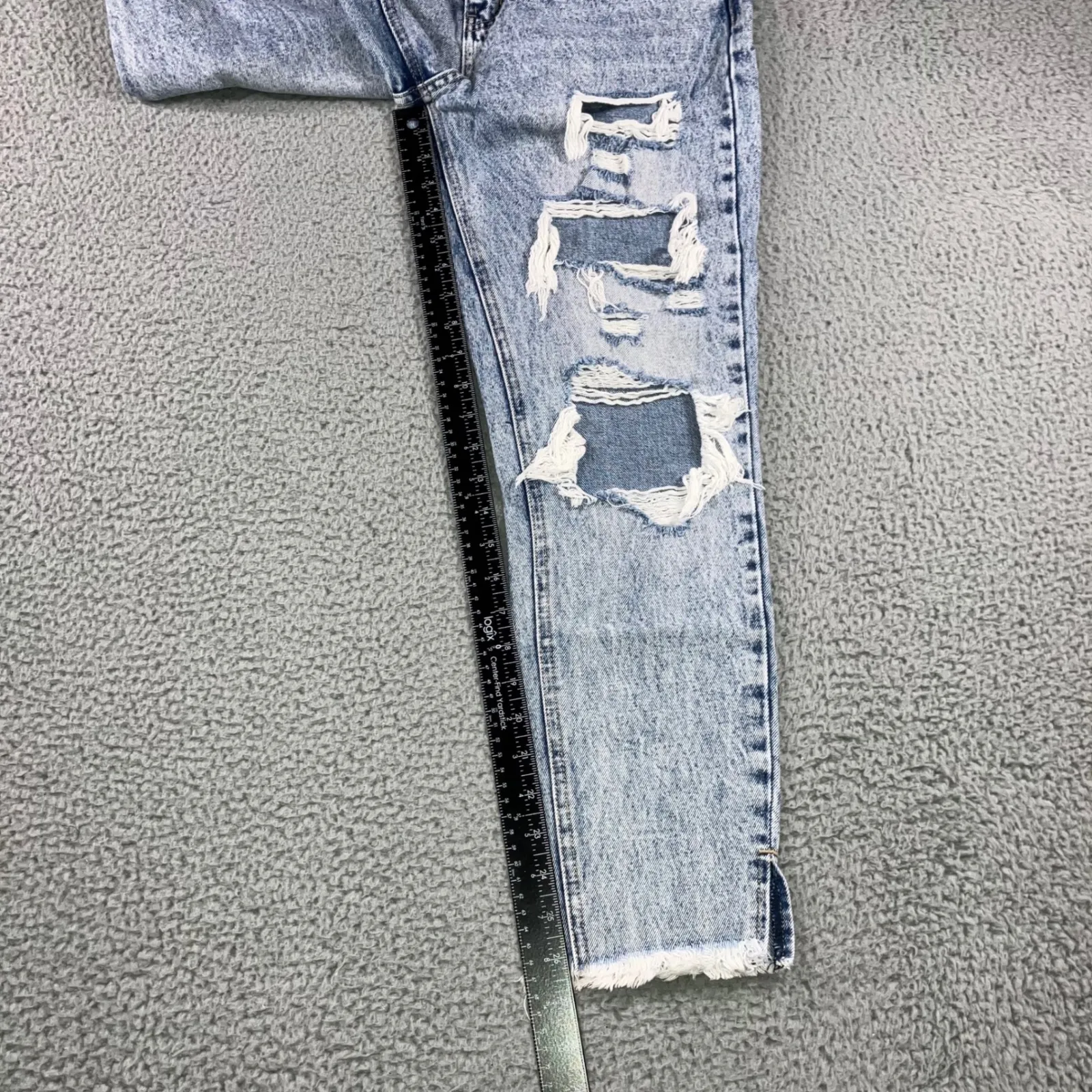 Kancan Mom Jeans‎ Women 5/26 High Rise Distressed Fringe Festival Denim Blue - Image 4