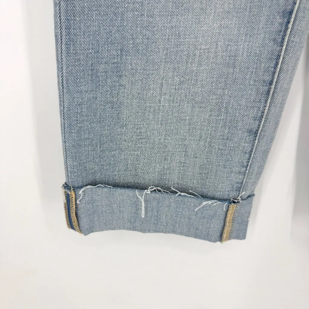 L'Agence Maribel Cuffed Straight Leg Denim Jeans Light Blue Size 26 - Image 4