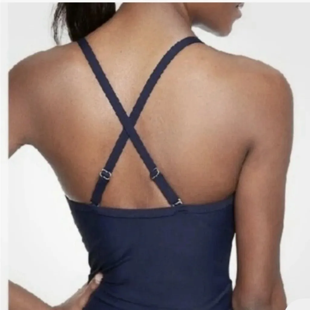 Athleta Twister Tankini Top Bathing Swim Suit Top in Navy Blue W1846 Sz 36D/DD - Image 2