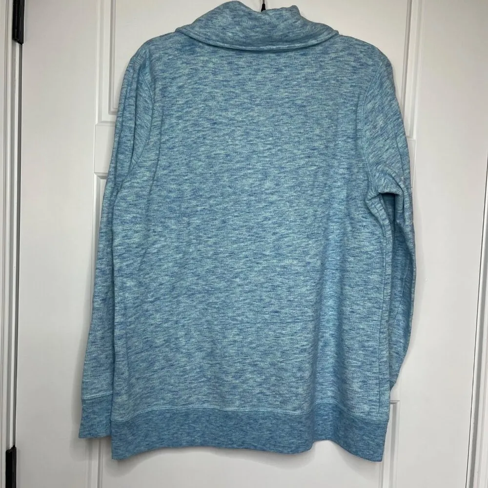 Talbots T By  Knit Sweater Pullover Women's Size Medium Shawl Collar Blue Heather - Image 3
