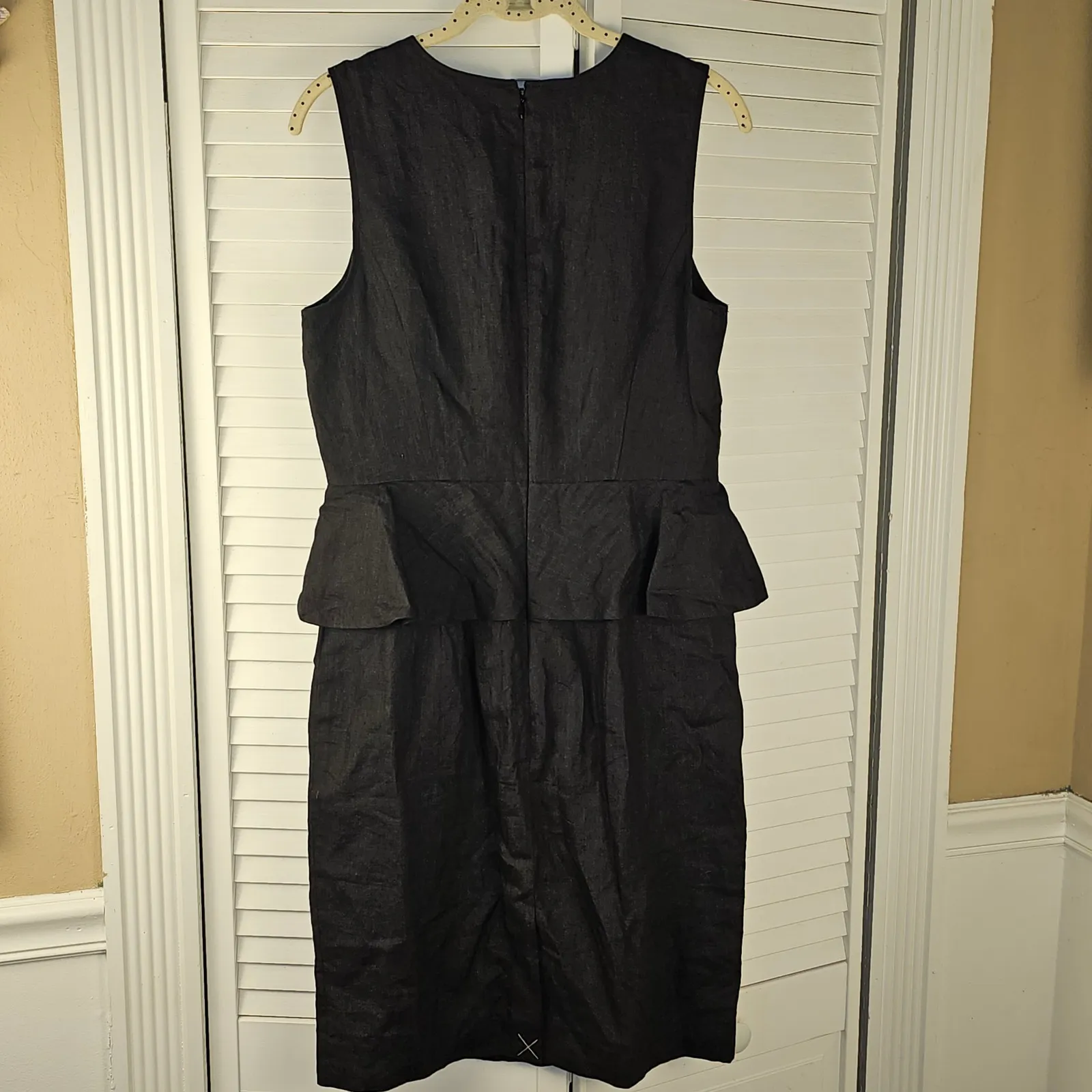 NWT J Crew Factory Womens Black Linen Peplum Dress‎ 6 - Image 2