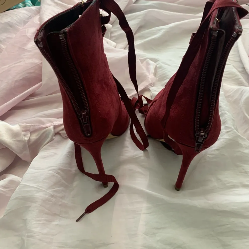 Charlotte Russe dark red suede lace up hee… - Image 4