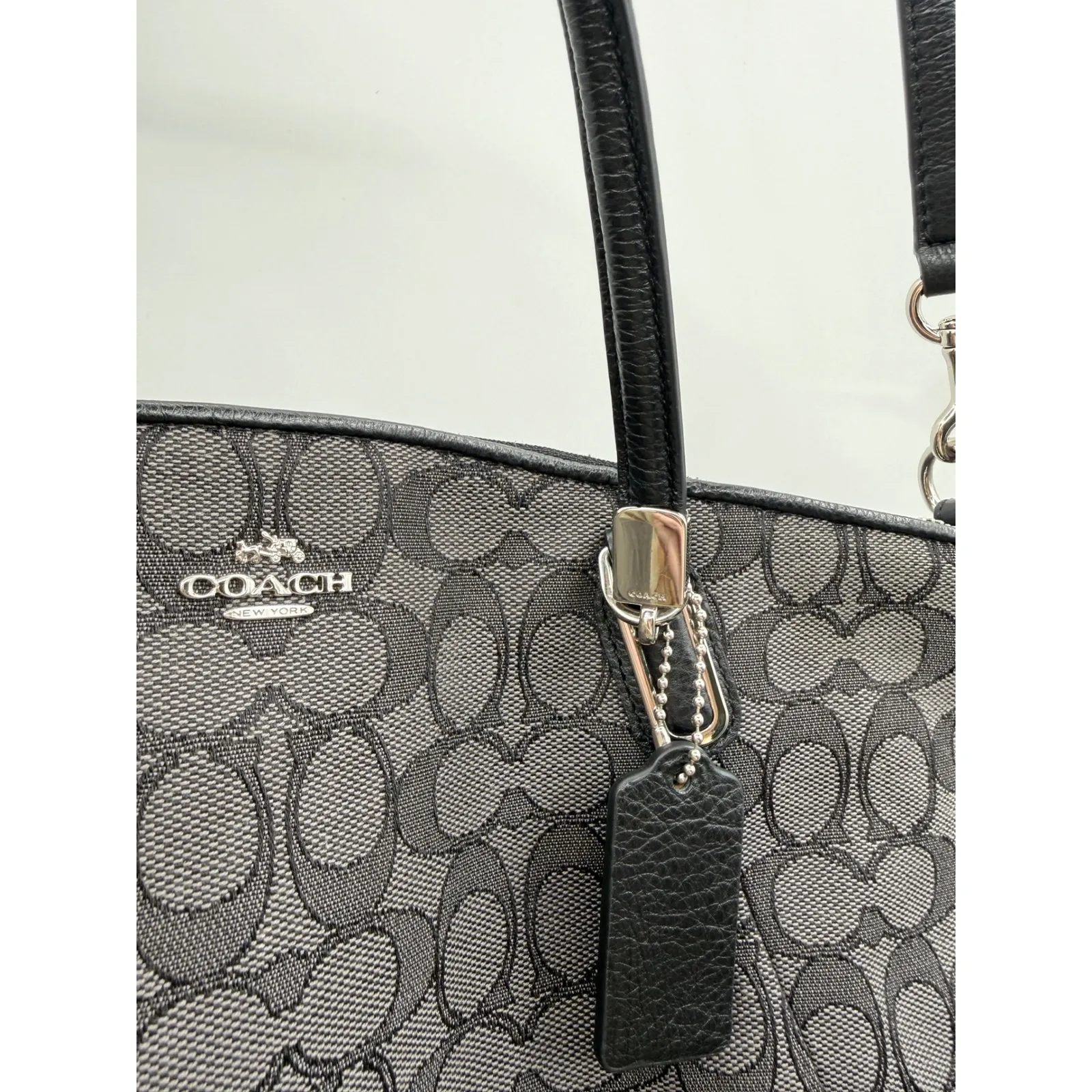 Coach Kelsey‎ Satchel Crossbody Bag Black Signature Canvas Shoulder Purse - Image 8