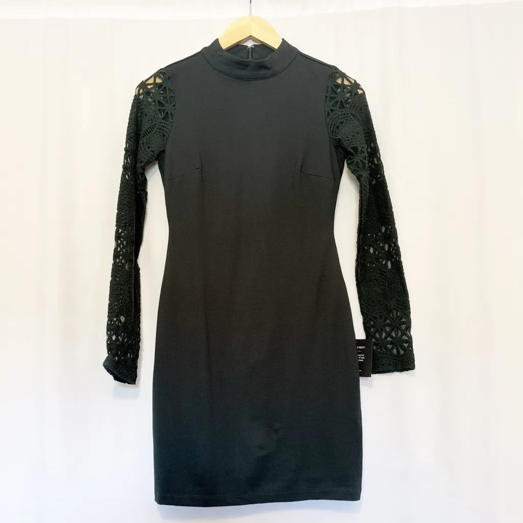 Lulu's Lace Up Your Sleeve Dark Green Lace Long Sleeve Bodycon Dress NWT‎ - Image 4