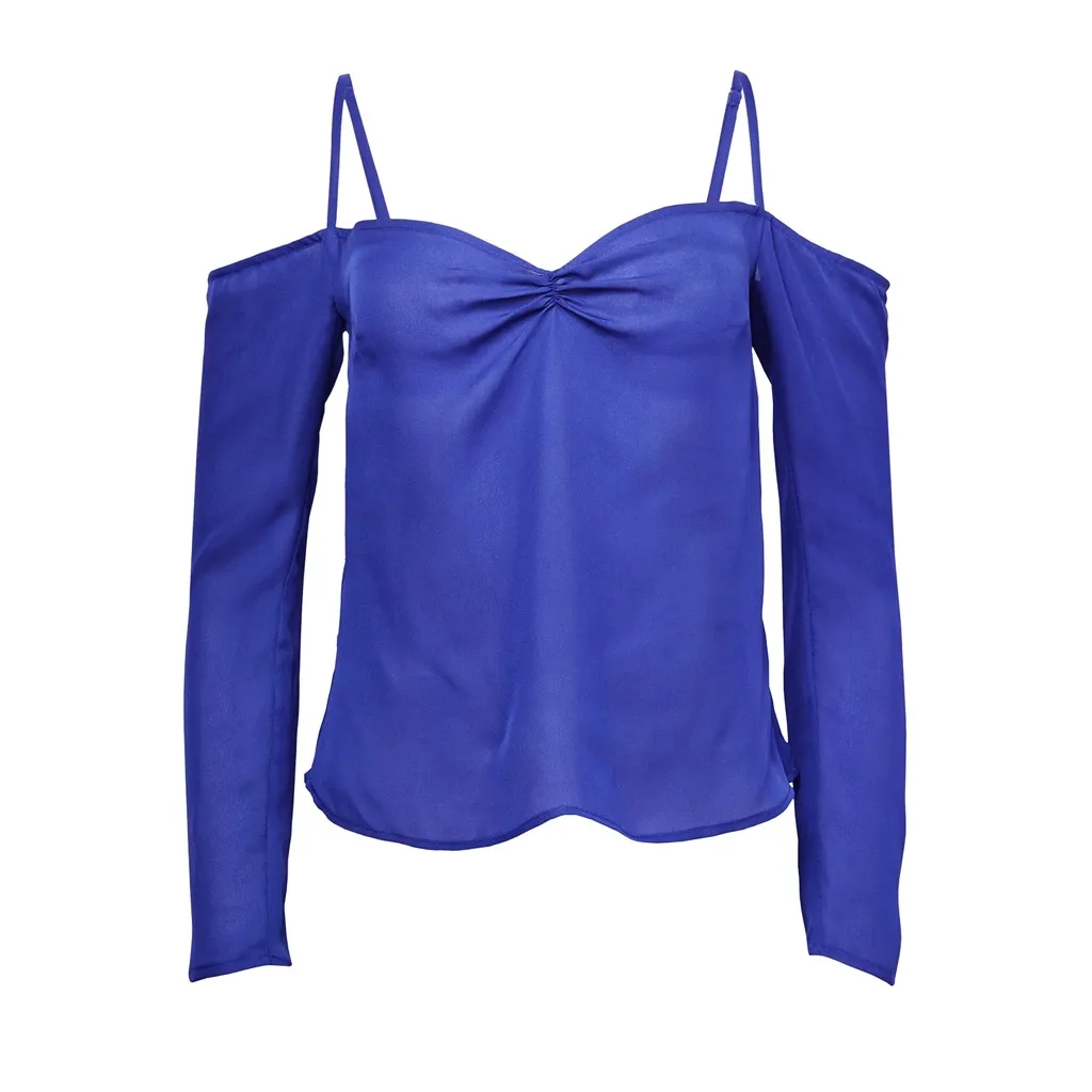 Fleur Du Mal Georgette Cold Shoulder Top, Electric Blue, Size XS, NWT Blue - Image 2