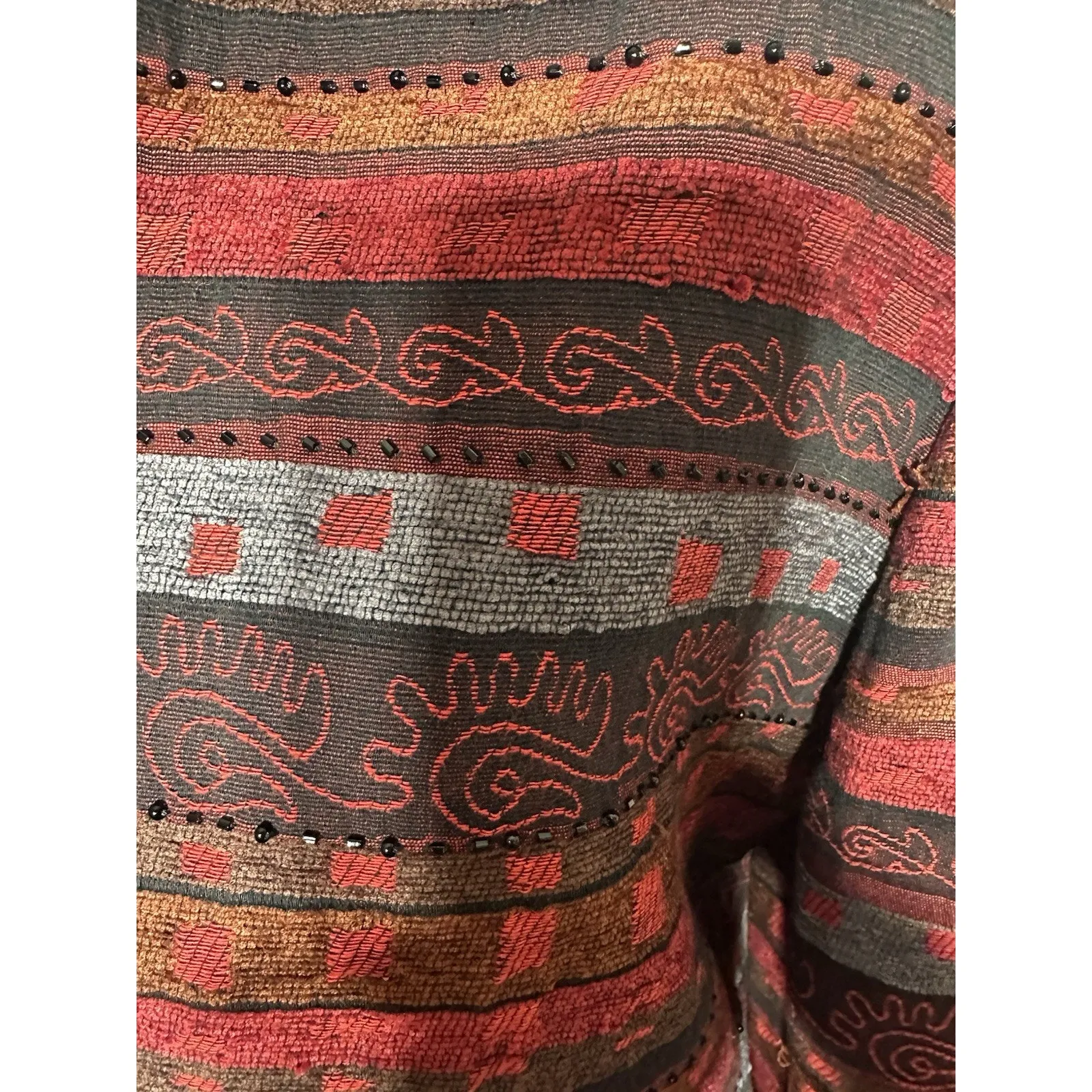 Vintage ALFRED DUNNER Blazer Jacket Women Size 12 Embroidery Beading Open Front - Image 4