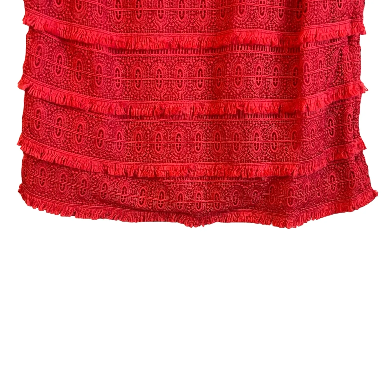 Talbots Women Top 6P‎ Coral Boho Crochet Fringe Tiered Cottagecore Girly Beachy - Image 10