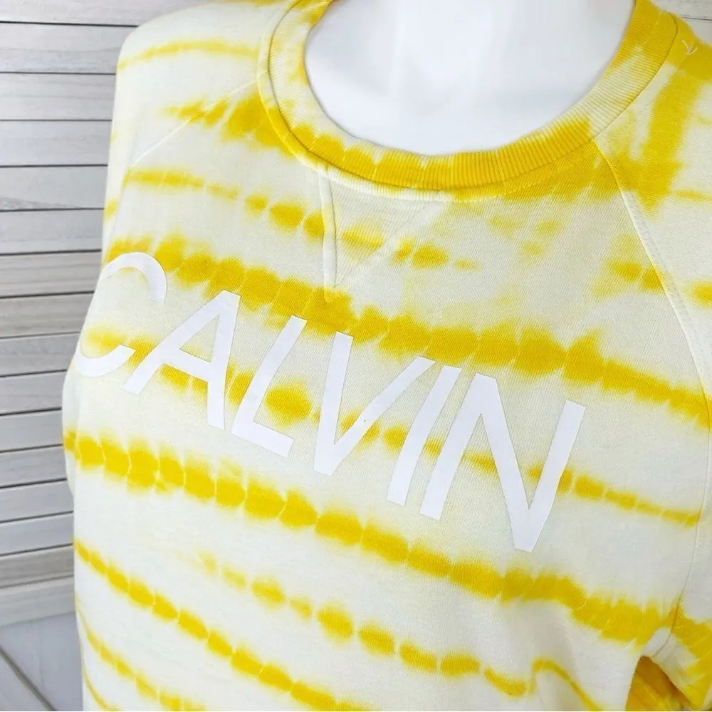 Calvin Klein Oversized Tie Dye Sweatshirt Yellow White Large - Image 6