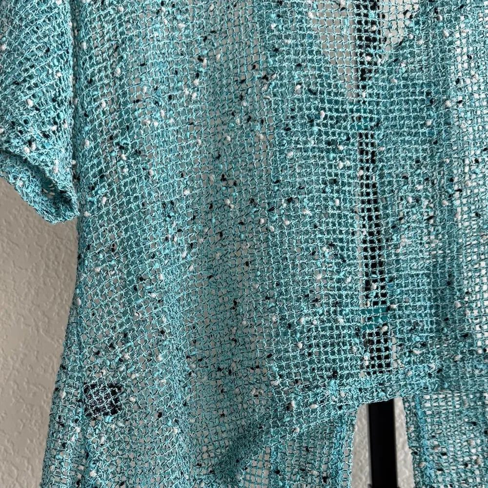 Kaktus Cardigan XL Button Coastal Lightweight Layering Boho Knit Resort Beach Blue - Image 10