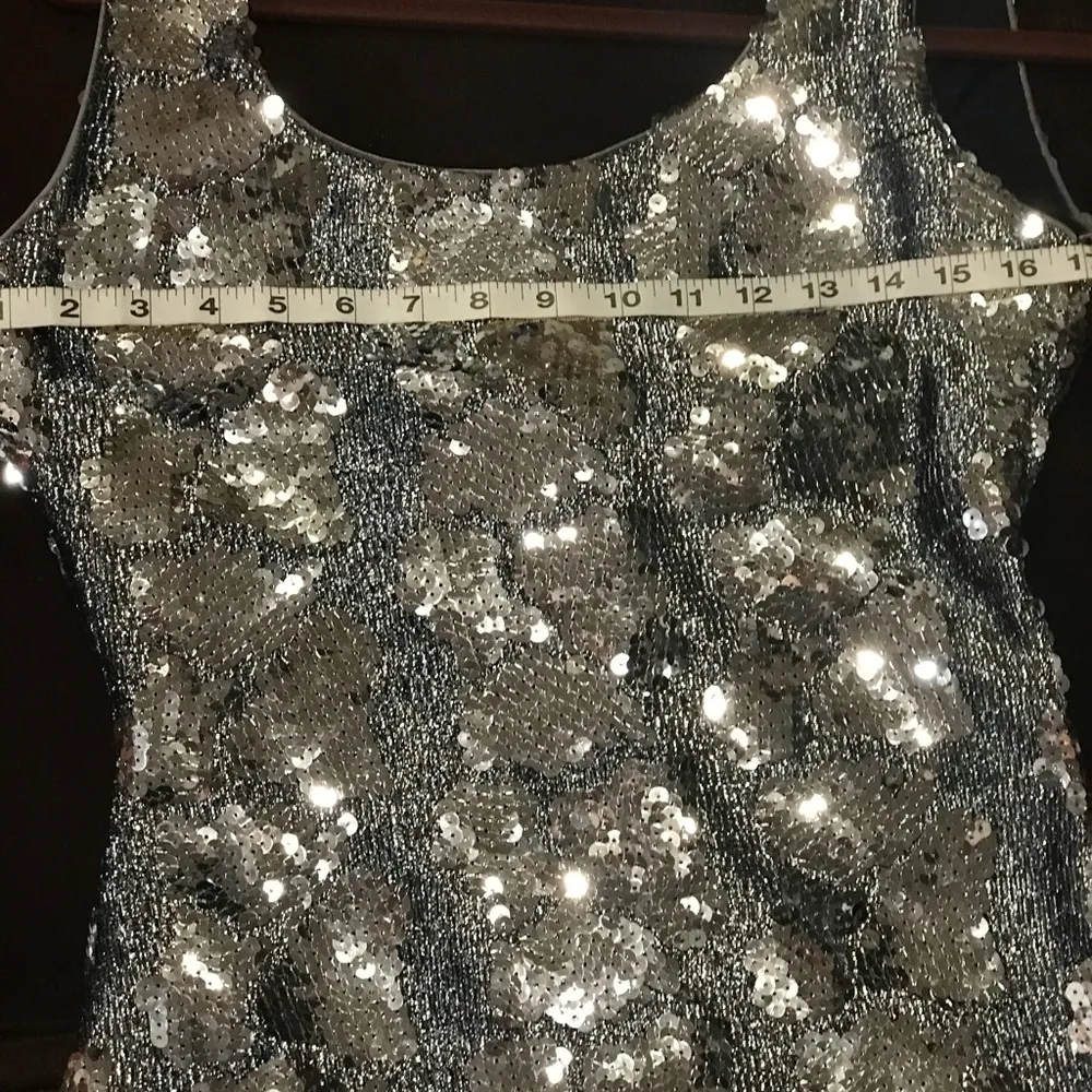 Dave & Johnny Vintage Silver Sleeveless Sequin Cocktail Dress 1980’s Sz 10 - Image 11