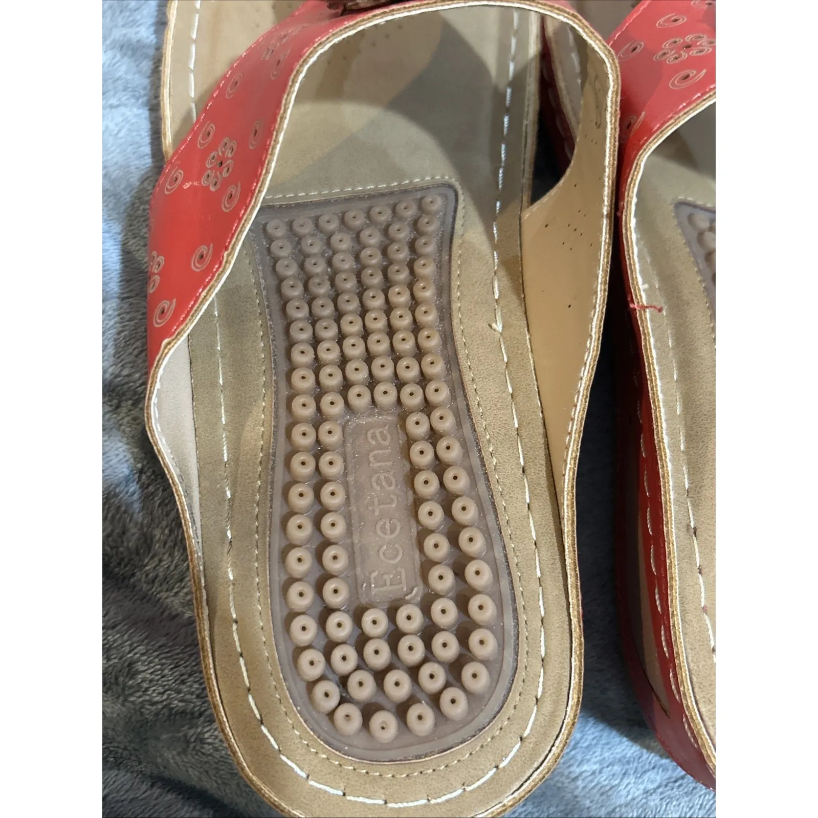 Ecetana Womens Sandals Platform‎ Wedge: Comfortable Dressy Beige, White SIZE 8 Red - Image 3