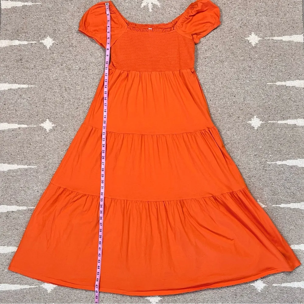 Daily Practice x  Orange Tiered Puff Sleeve Maxi Dress Medium - Image 8