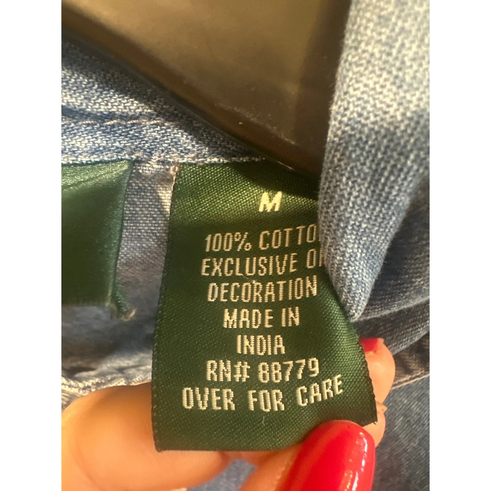 Lemon Grass Studio Denim Christmas Embroider Gingerbread Shirt VTG cottage core - Image 5