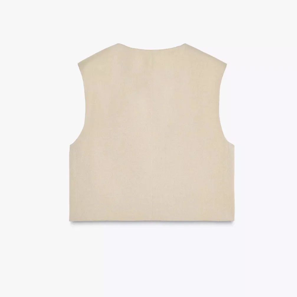 Zara NWT cream sleeveless vest with hidden button front closure - Image 6