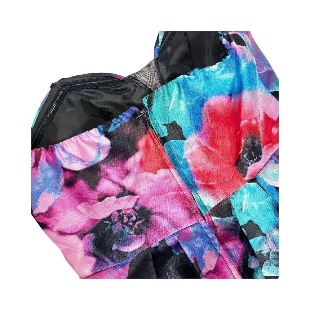 B. Darlin A-Line Formal Dress Black Pink Multicolor Floral Short Junior Size 5/6 - Image 7