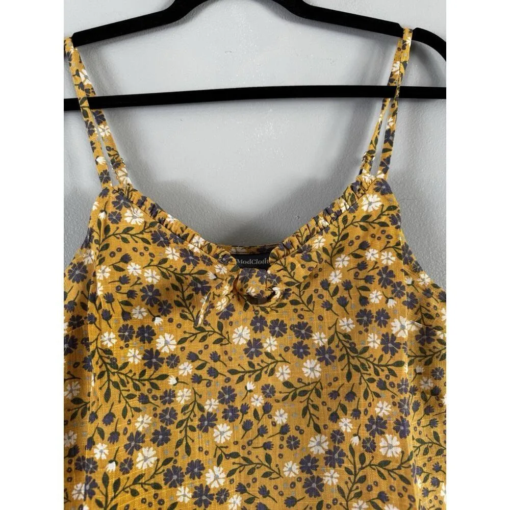 NWT ModCloth Yellow Floral Spruced Up Sleeveless Tank Top Linen Blend Sz Medium - Image 5