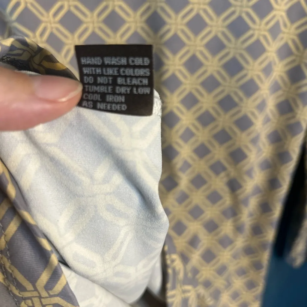 J. McLaughlin Yellow and Gray Geometric Long Sleeve Top - Image 6