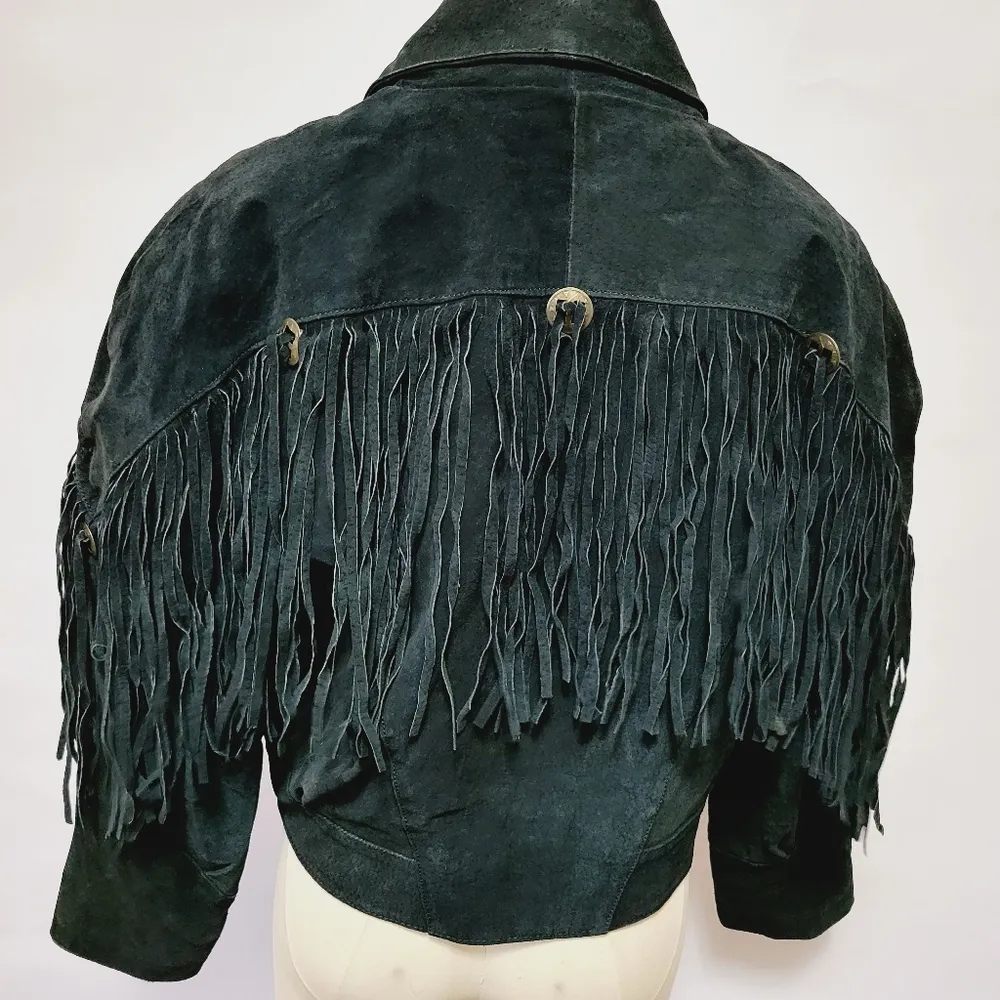 Leather Zone fringed leather jacket size small - Image 6