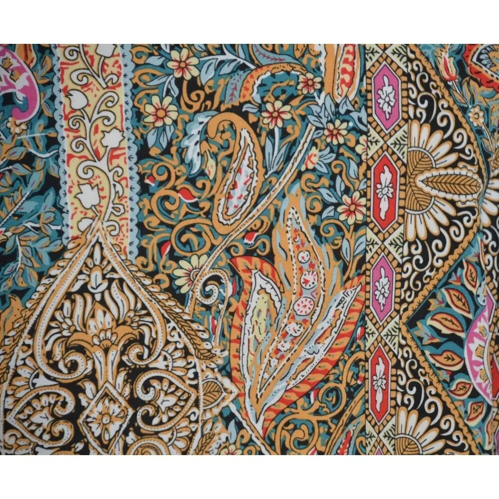 Emery Rose Ladies Paisley Pattern Blouse Top Size XL Balloon Half Sleeves Casual Tan - Image 8