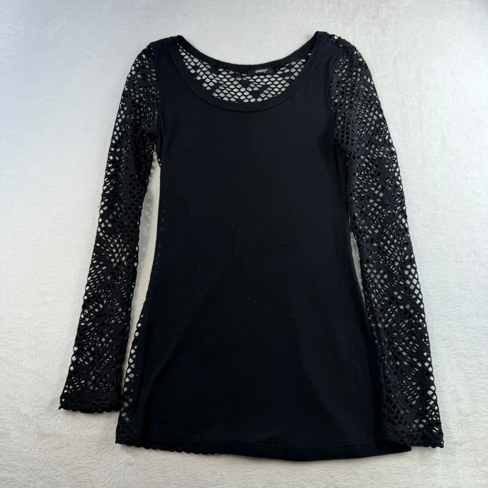 Vintage S Small Y2K Top Whimsigoth Babydoll Sheer Mesh Fairy Grunge Black Punk - Image 2