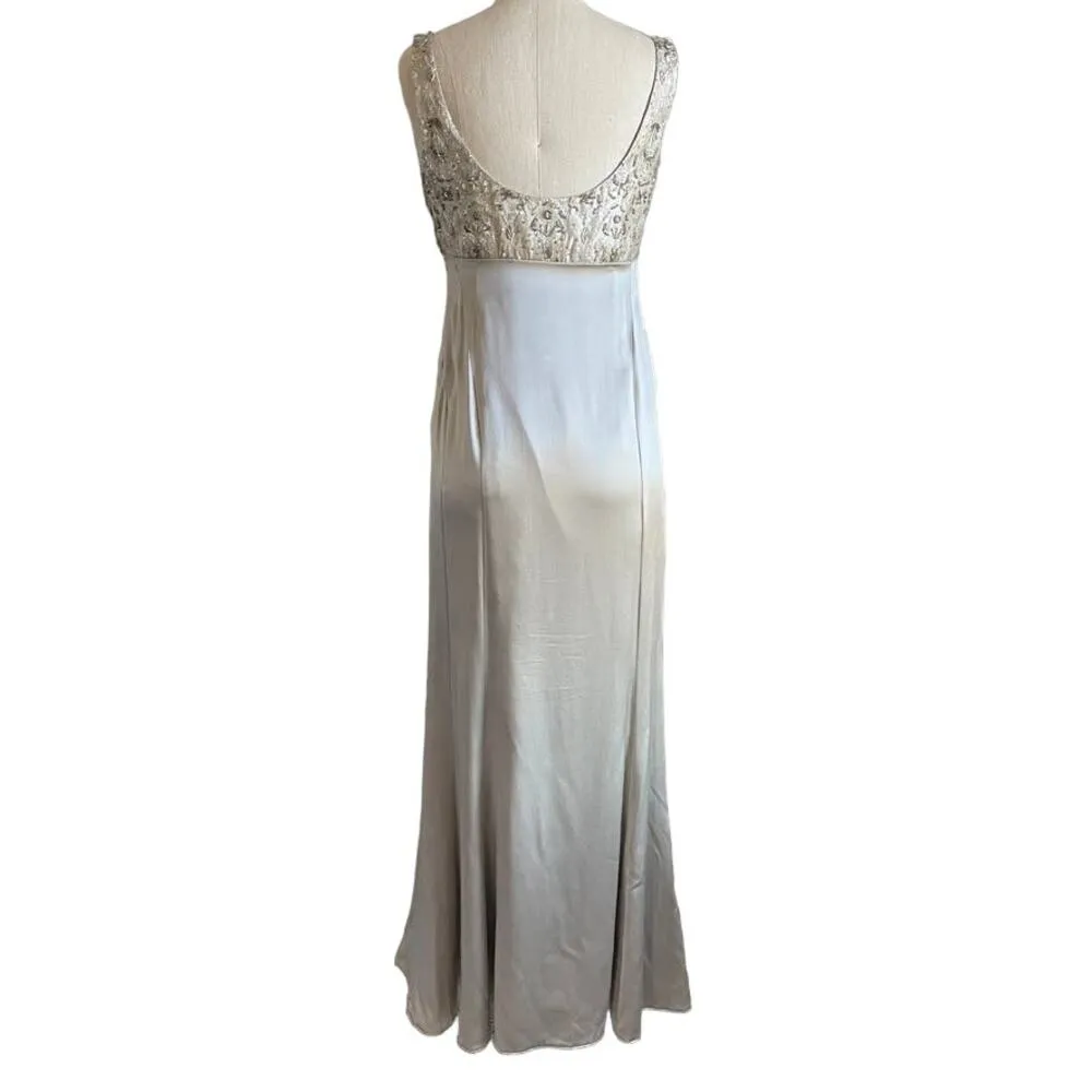 Niteline Formal Champagne Silk Beaded Long Dress with Jacket Size 6 - Image 11