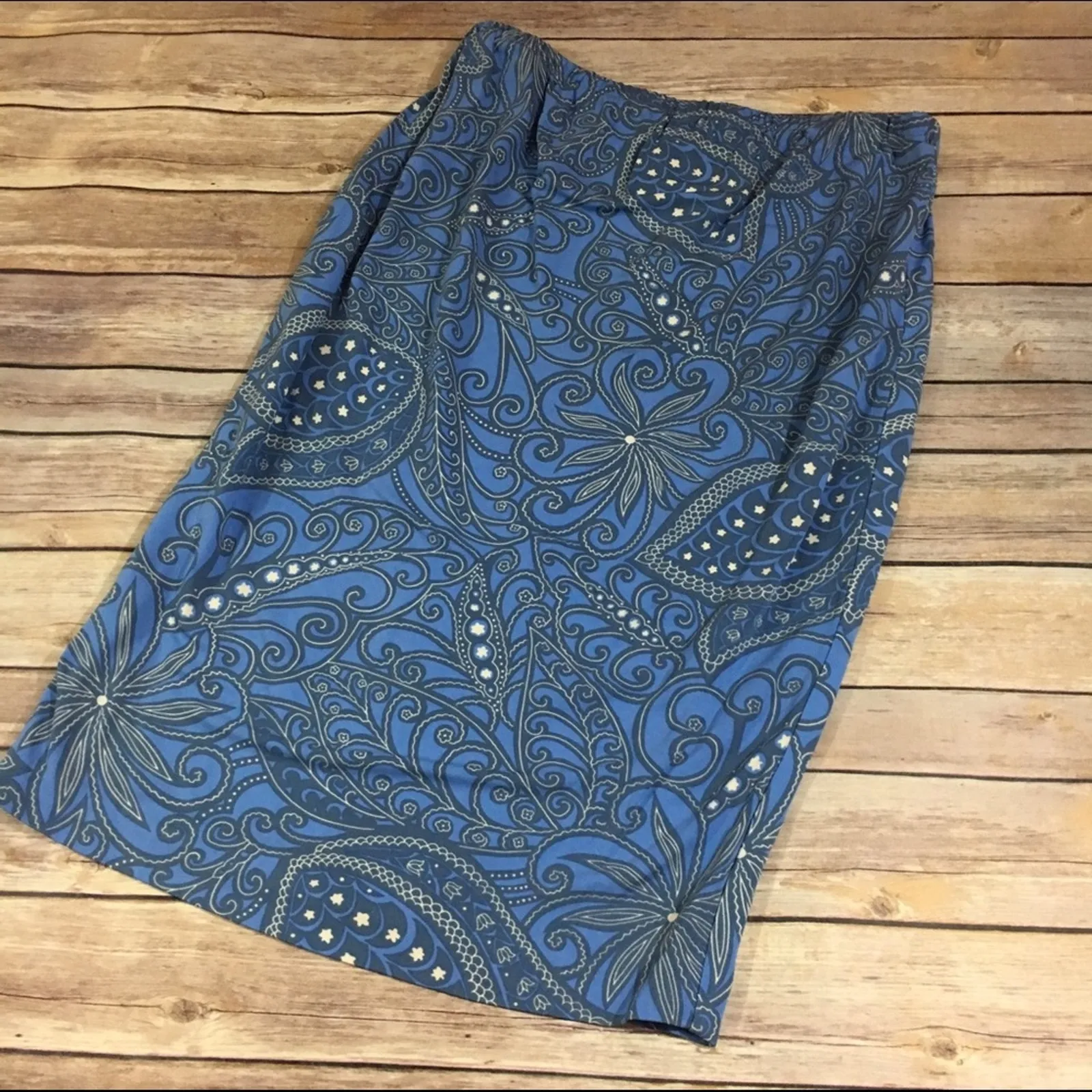 Liz Lange Womens‎ Skirt Sz 2 Medium Large Fiona Paisley Blue White Maternity NEW - Image 7