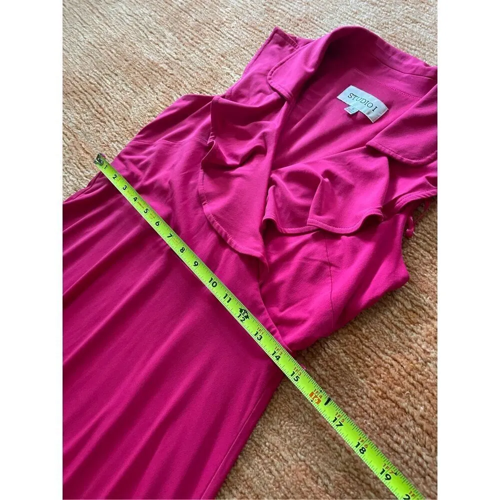 STUDIO 1 Pink faux wrap dress Size 6 - Image 4