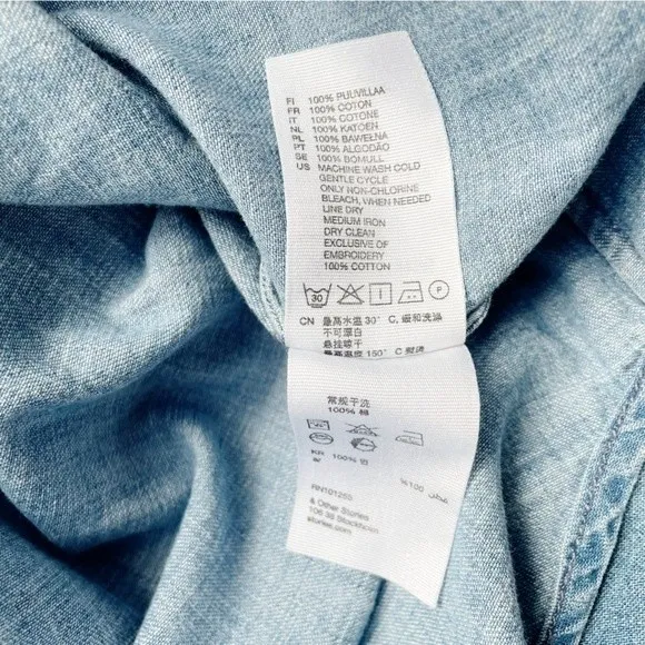 Paris Atelier & Other Stories Embroidered Western Denim Boho Shirt Womens Size 4 - Image 11