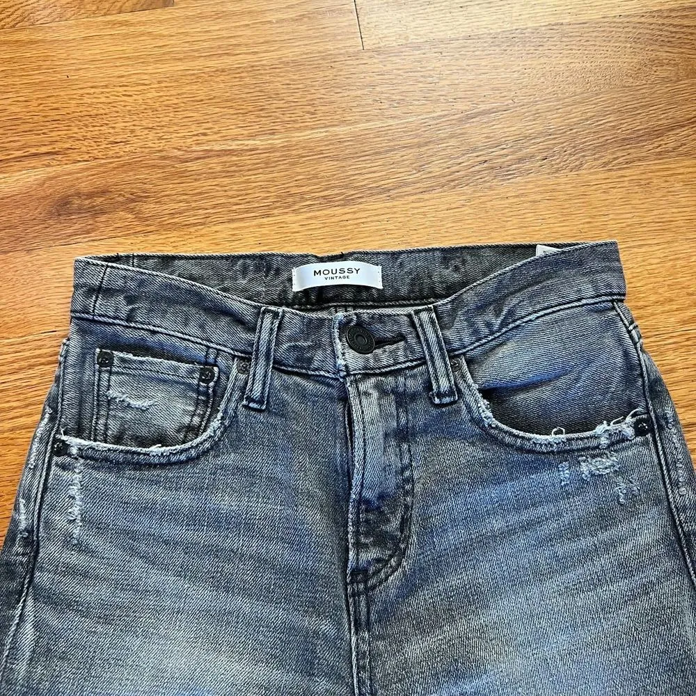 Moussy Vintage Jeans Womens 24 Blue Howa Distressed Japan Taper Stretch‎ Gray - Image 5