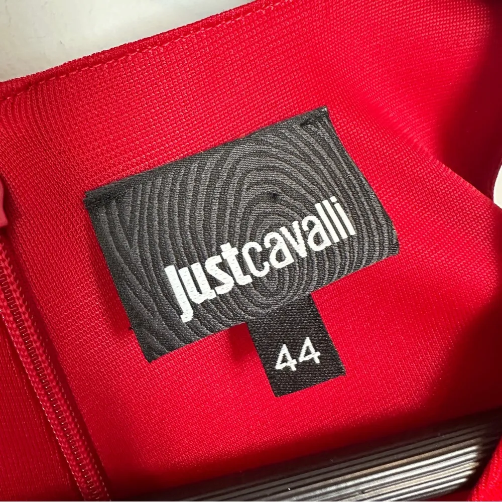 Just Cavalli Crew Neck Red Jersey Dress Long Sleeve 44/8 - Image 2