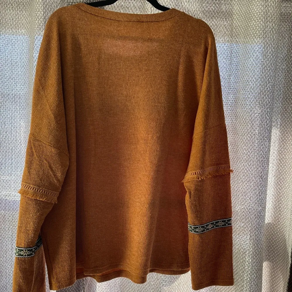And the Why Aztec Fringe Sweater, Size 1X - Image 3
