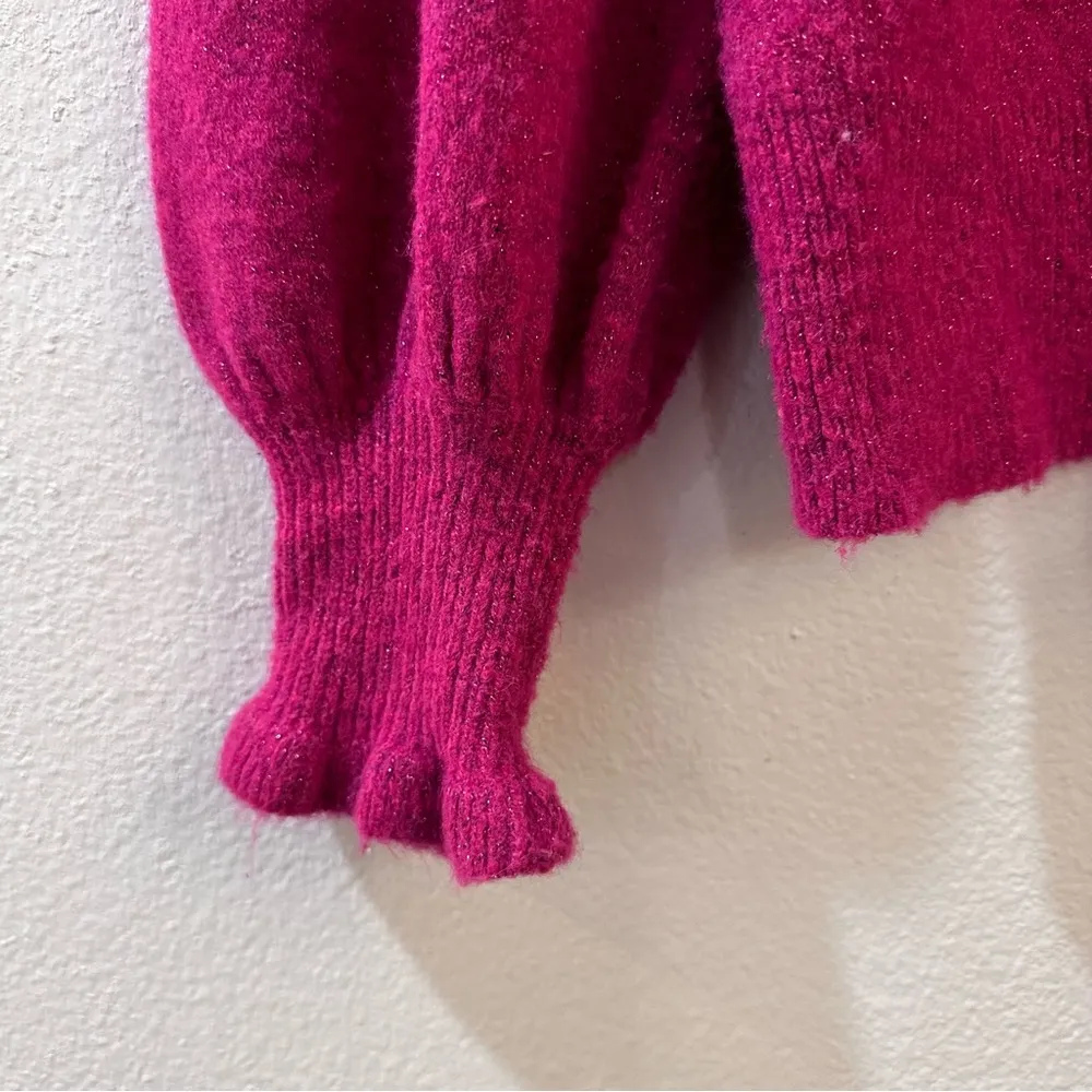 Kate Spade Pearl Button Cuff Ruffle Sweater Pink Size Small - Image 10