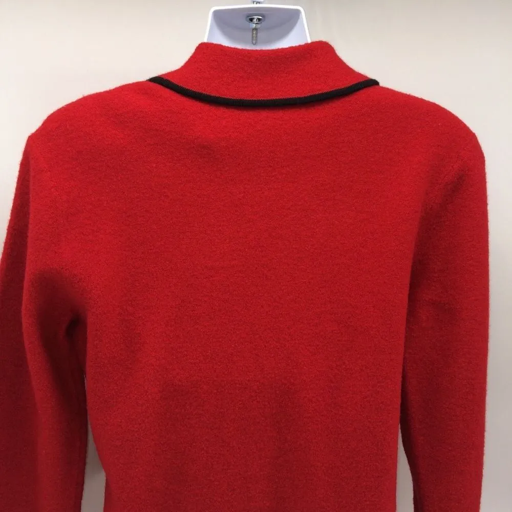 Josephine Chaus Women 100% Wool Red w/Black Trim Long Sleeve Work Blazer Size S - Image 5