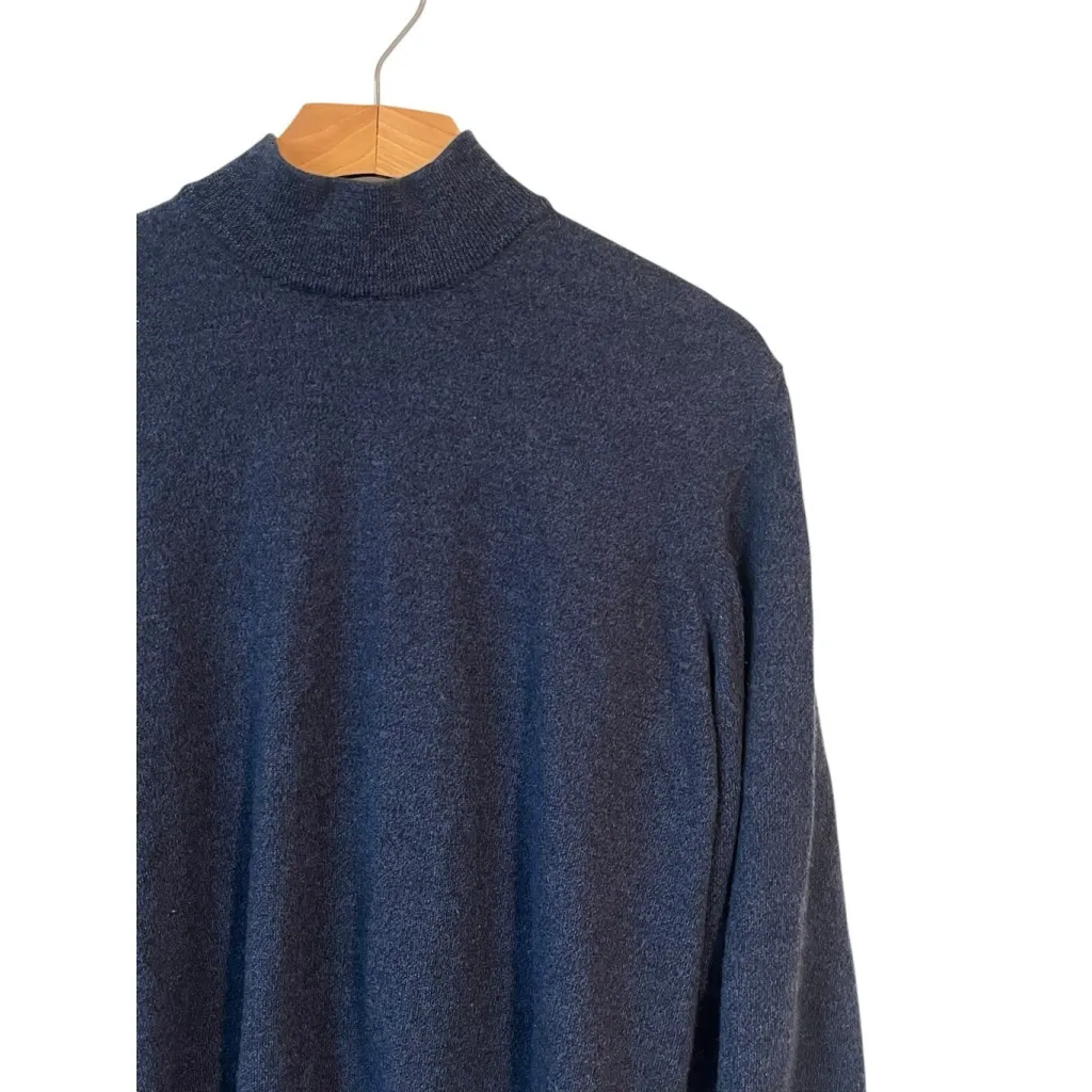 John Ashford Sweater Womens Large Wool Blue Long Sleeve Mock Neck Winter Vintage - Image 3