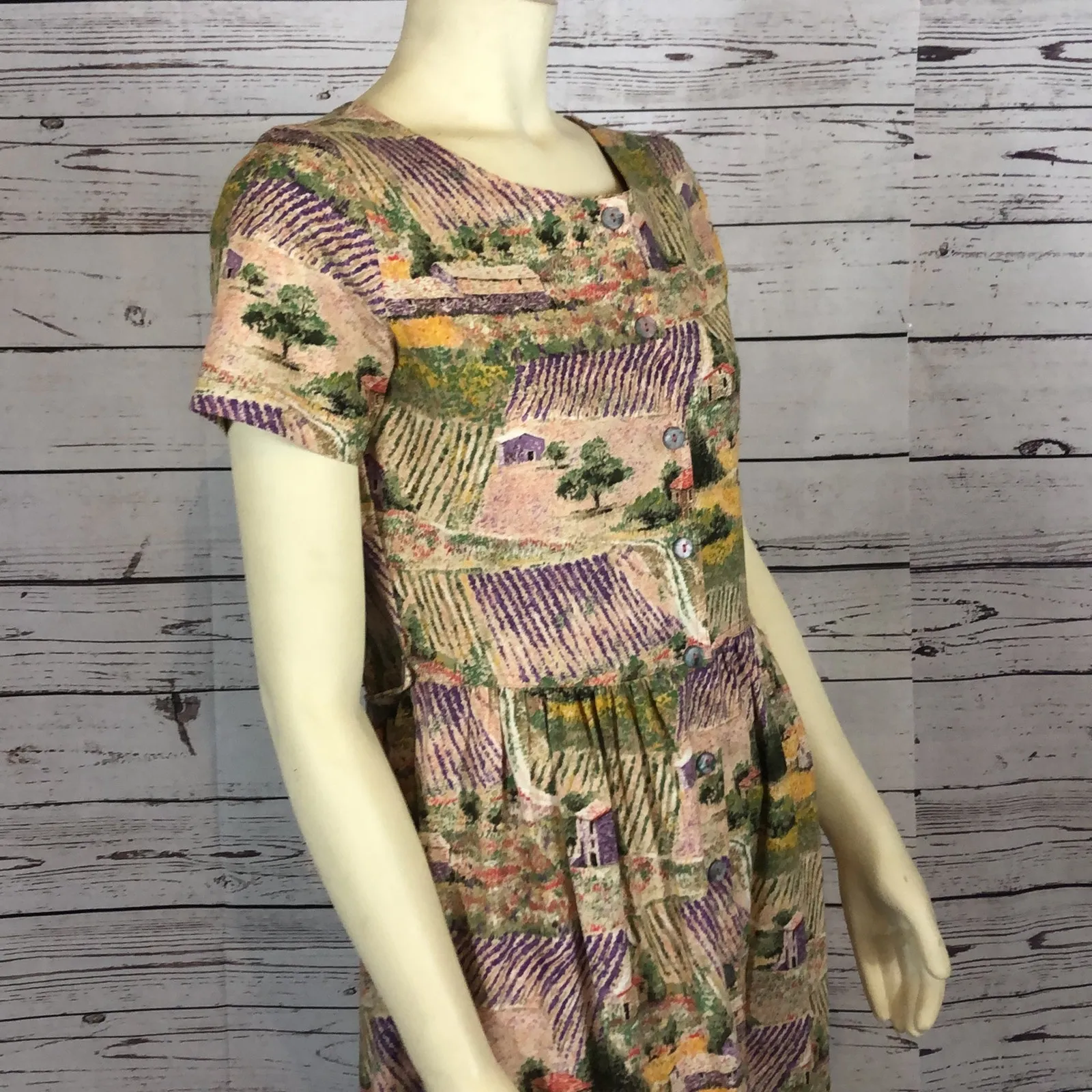 90s Designs by Margaret for O’Shea’s market Ireland, Countryside print dress 6 - Image 6