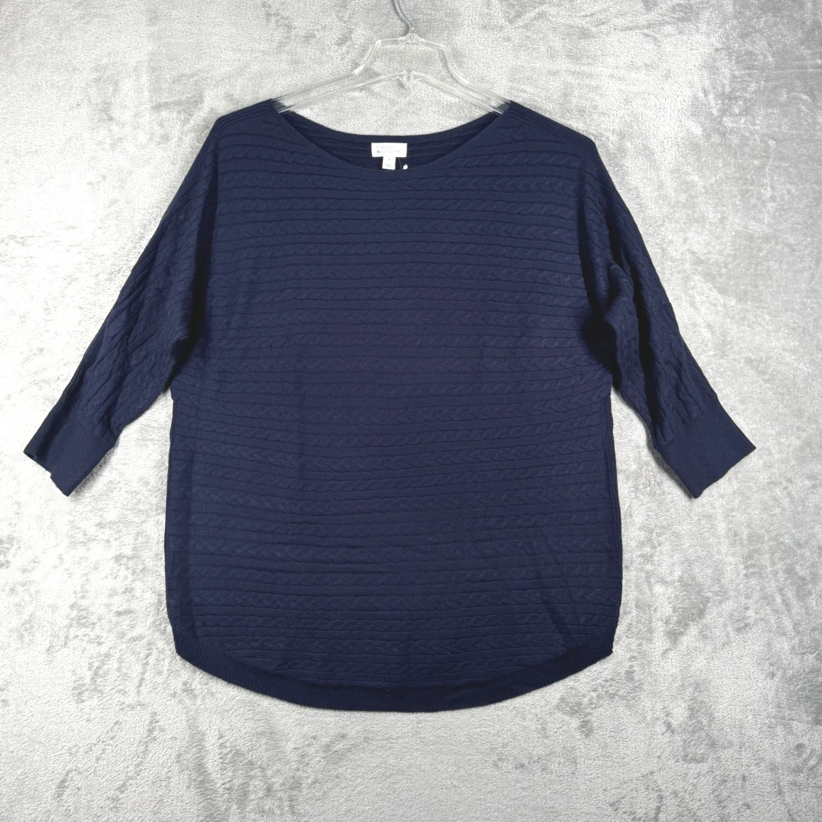 Market‎ Spruce Sweater Womens M Navy Cable Knit Dolman Sleeve Pullover NWT - Image 2