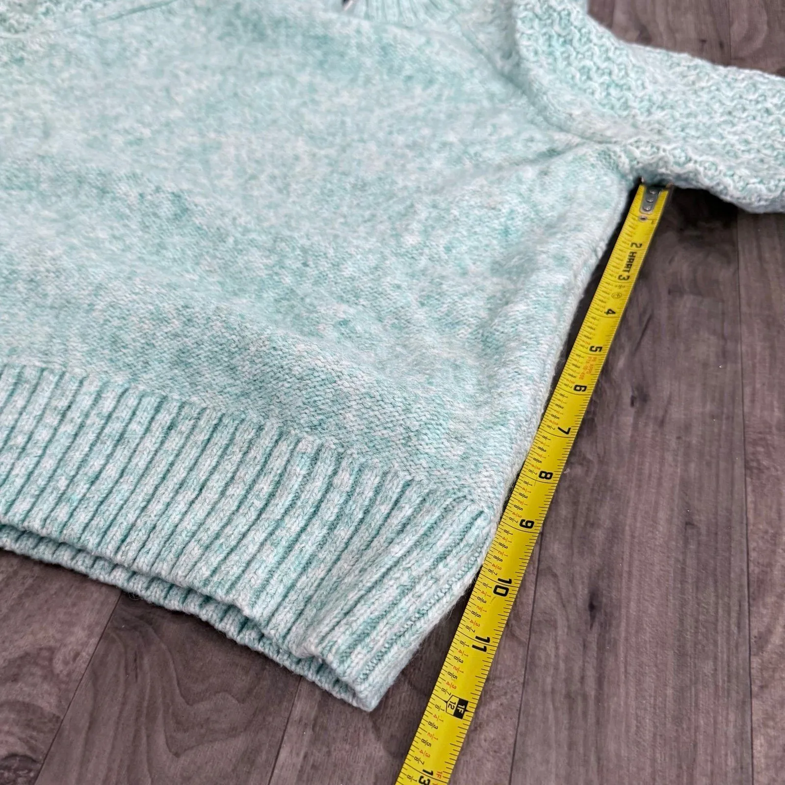 J.Crew Honeycomb balloon-sleeve alpaca wool sweater teal turquoise blue - Image 4