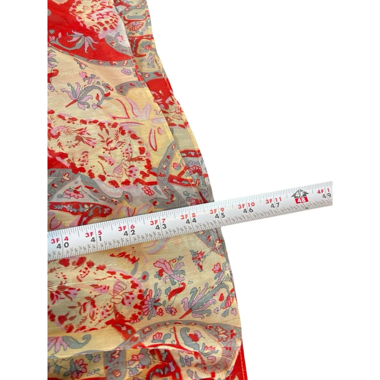 Y2K Boho Jonathan Martin Studio Paisley Embellished Festival Midi Dress 8 Sheer - Image 7